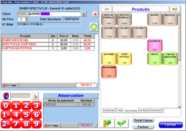 Ecran de l'interface caisse